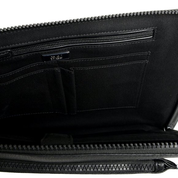 Cavalli Class Men's Black Textured Leather Document Portfolio Case Bag - Picture 4 of 6